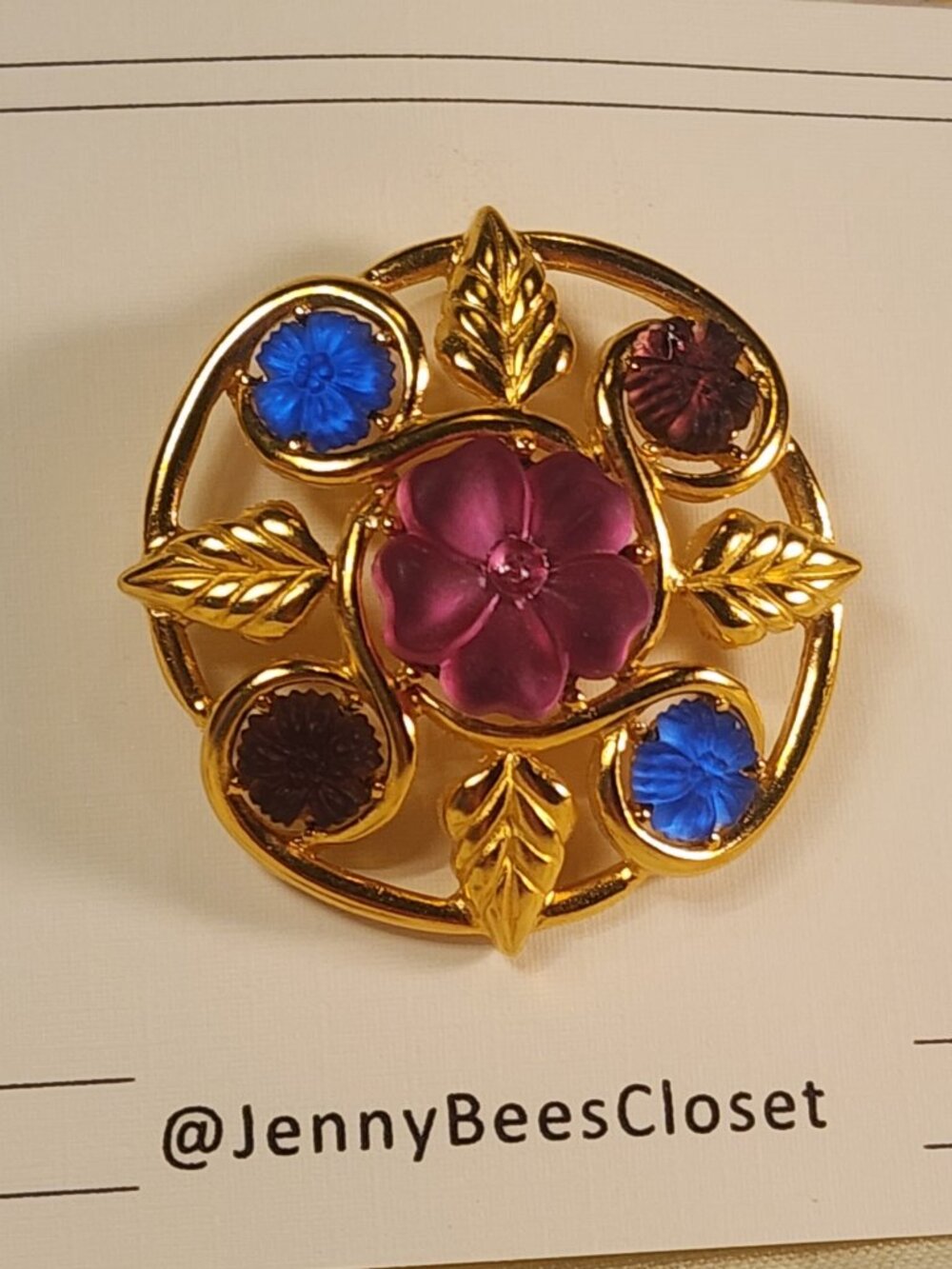 VINTAGE Monet Gold-Tone Openwork Floral Brooch